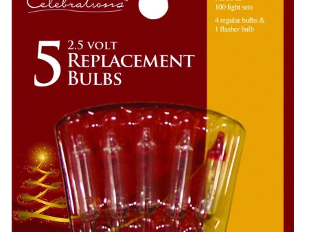 Celebrations Mini Clear 5 ct Replacement Christmas Light Bulbs For Discount