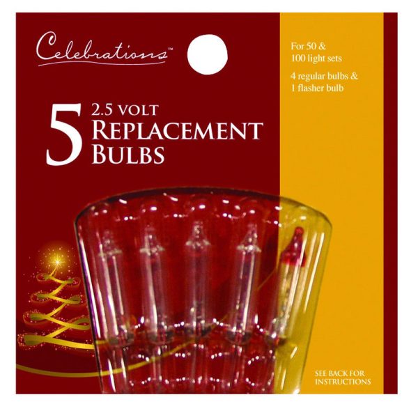 Celebrations Mini Clear 5 ct Replacement Christmas Light Bulbs For Discount