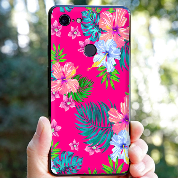 Pink Neon Hibiscus Flowers | Skin For Google Pixel 3 For Cheap